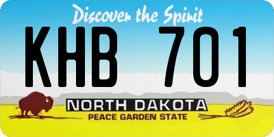 ND license plate KHB701