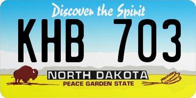 ND license plate KHB703