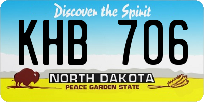 ND license plate KHB706
