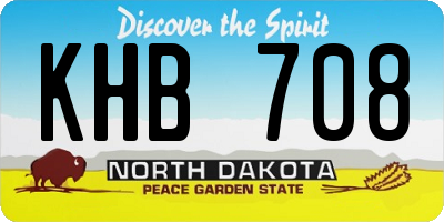 ND license plate KHB708