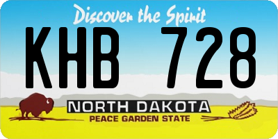 ND license plate KHB728