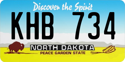 ND license plate KHB734