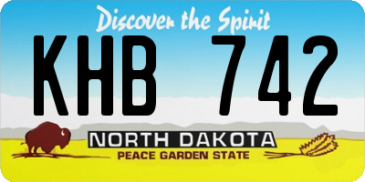 ND license plate KHB742