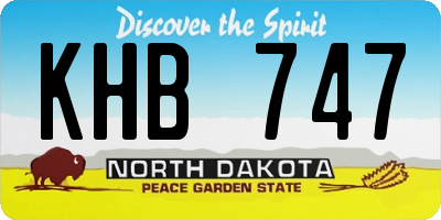 ND license plate KHB747