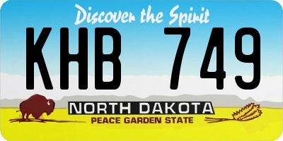 ND license plate KHB749