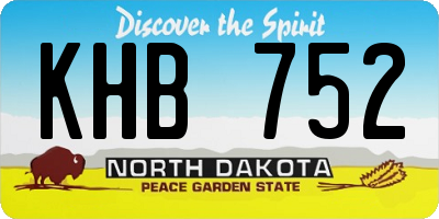ND license plate KHB752
