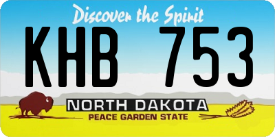 ND license plate KHB753