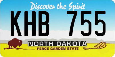 ND license plate KHB755