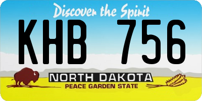 ND license plate KHB756