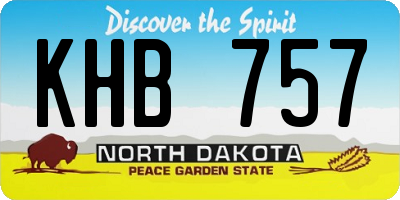 ND license plate KHB757