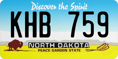 ND license plate KHB759