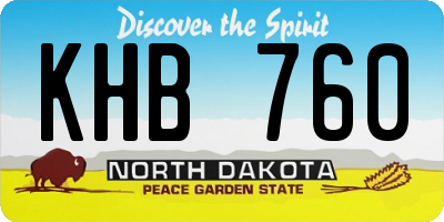 ND license plate KHB760