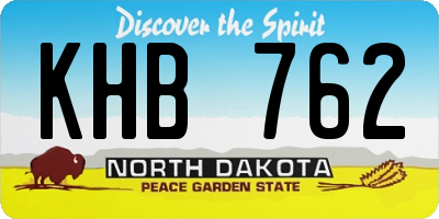 ND license plate KHB762
