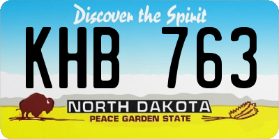 ND license plate KHB763