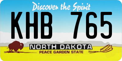 ND license plate KHB765