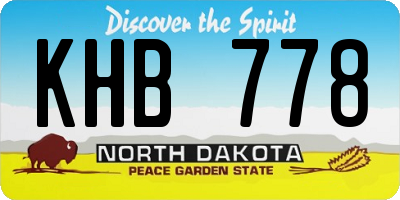 ND license plate KHB778
