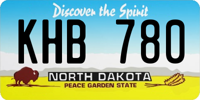 ND license plate KHB780