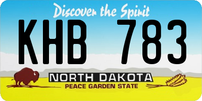 ND license plate KHB783