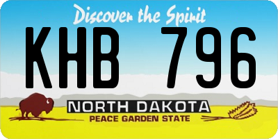ND license plate KHB796