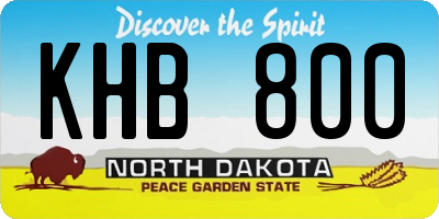 ND license plate KHB800