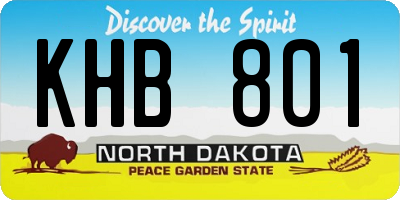 ND license plate KHB801