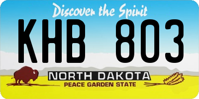 ND license plate KHB803