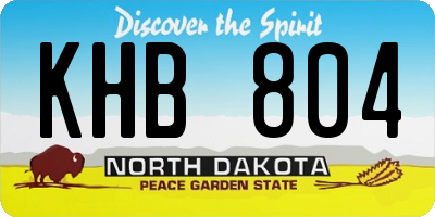 ND license plate KHB804