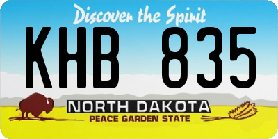 ND license plate KHB835