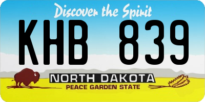 ND license plate KHB839