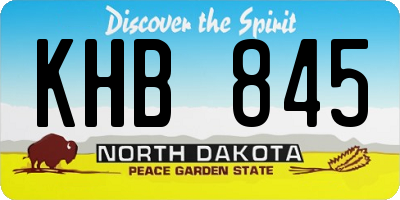 ND license plate KHB845