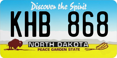 ND license plate KHB868