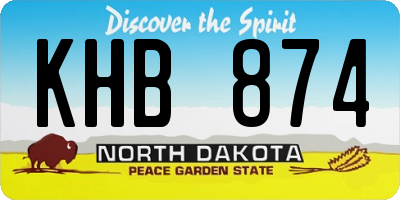 ND license plate KHB874