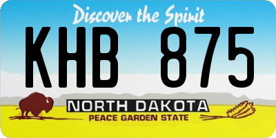 ND license plate KHB875