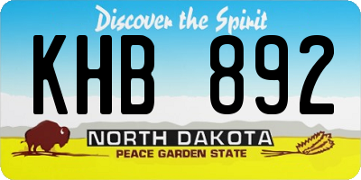 ND license plate KHB892