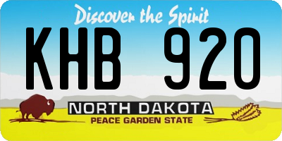 ND license plate KHB920