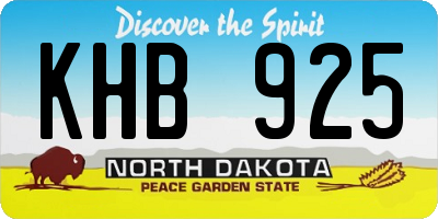 ND license plate KHB925
