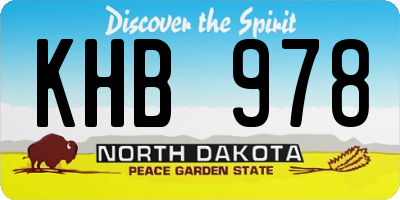 ND license plate KHB978