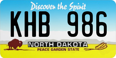 ND license plate KHB986