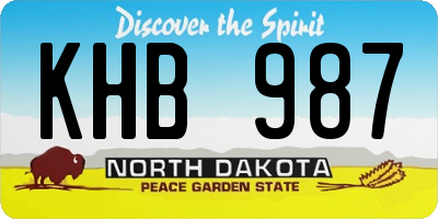 ND license plate KHB987