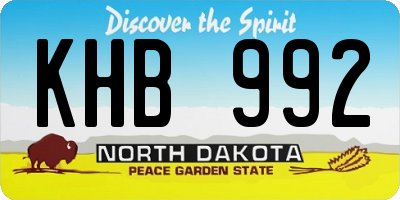 ND license plate KHB992