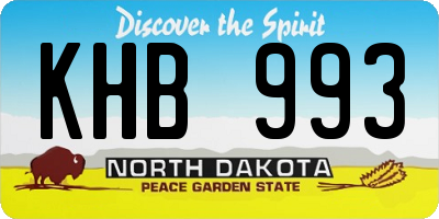 ND license plate KHB993