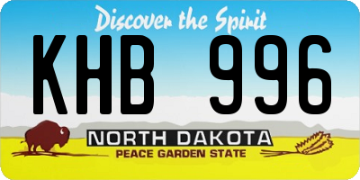 ND license plate KHB996