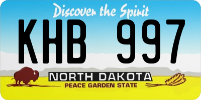 ND license plate KHB997