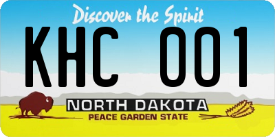 ND license plate KHC001