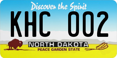 ND license plate KHC002