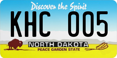 ND license plate KHC005