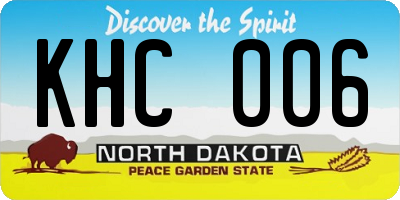 ND license plate KHC006