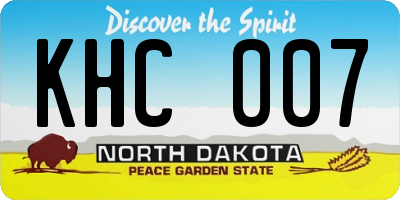 ND license plate KHC007