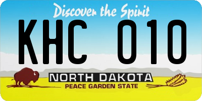 ND license plate KHC010