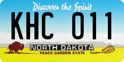 ND license plate KHC011